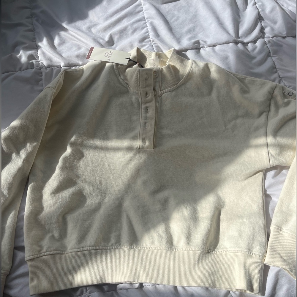 calia mock henley sweatshirt